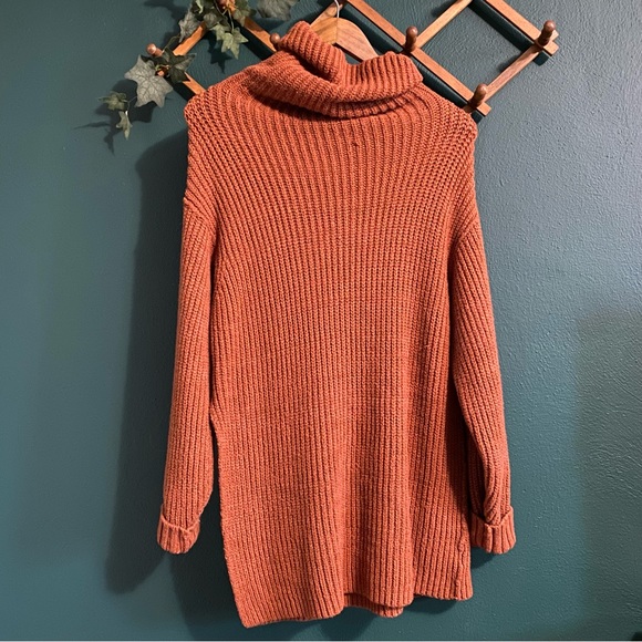 Free People | Burnt Rustic Orange Oversized Knit Eleven Sweater - Picture 5 of 9